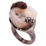 Agate Geode and Diamond Ring Lotus Arts de Vivre